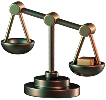 een illustratie van een balansweegschaal die 'niet in balans' is.