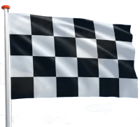 zwart-wit geblokte vlag als teken dat de eindstreep behaald is