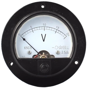 foto van een analoge voltmeter voor paneelmontage