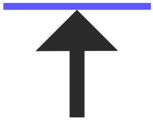 illustratie waarbij een pijl naar boven wijst en tegen een horizontale lijn komt ten teken dat daar een grens is, waarmee het idee top balance weergegeven wordt