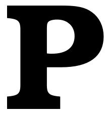 hier woord de letter p getoond in een zeer groot font om voor dit artikel te benadrukken dat het om de p, van power gaat
