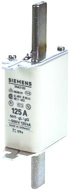 een foto van een 125 ampère zekering, model 3na3132 van siemens