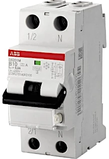 foto van een aardlekautomaat die twee din-modules breed is