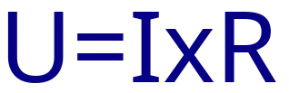 te zien is een geschreven formule: U=IxR