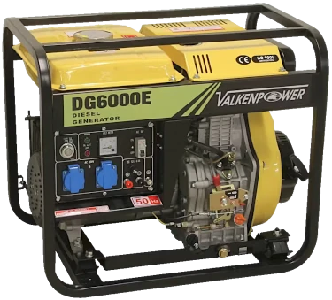 dieselaggregaat in open frame, model dg6000e van valkenpower