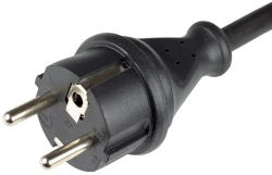 foto van een schuko stekker (normale 230 Volt stekker met aarding)