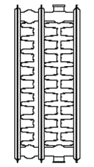 bovenaanzicht van een type-33 radiator met drie platen en drie convectors