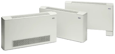 vloermodel fancoil die net als een radiator vlak boven de vloer gemonteerd wordt